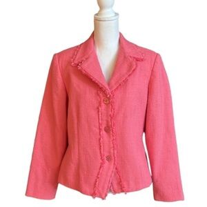 Pink Blazer Vintage with fringe 3 front buttons by Requirements size 14